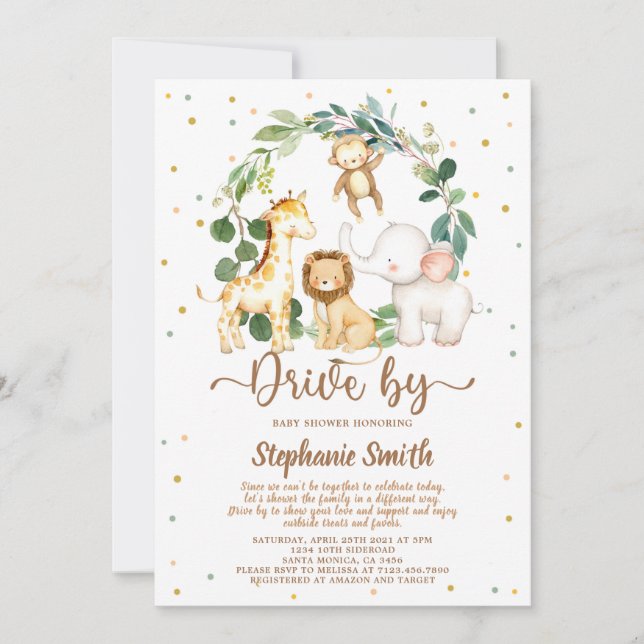 Convites Chá de fraldas Do Safari Jungle Boy (Frente)