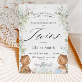 Convites Chá de fraldas do Tea Bears Bonito Twin High Tea P