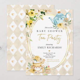 Convites Chá de fraldas do Tea Party Gênero Criador Neutro 