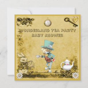 Convites Chá de fraldas do Tea Party Wonderland Wonderland,