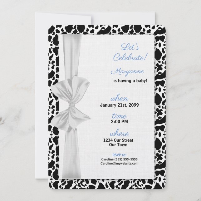 Convites Chá de fraldas do Tema do Cowboy Ocidental Azul (Verso)