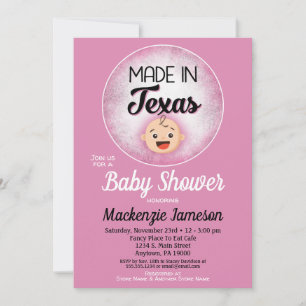 Convites Chá de fraldas do Texas Engraçado Meninas Rosa C
