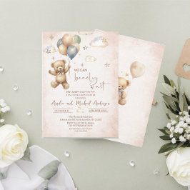 Convites Chá de fraldas do Ursinho do Urso de Aquarela Eleg