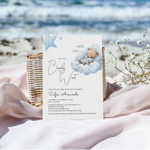 Convites Chá de fraldas do Urso Correto de Espera Azul