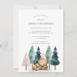 Convites Chá de fraldas do Urso de Boho Teddy