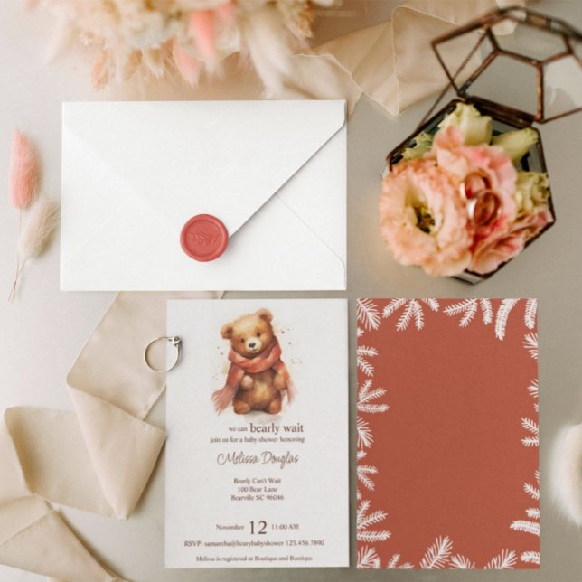 Convites Chá de fraldas do Urso de Espera da Linhagem de Co (Criador carregado)