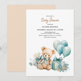 Convites Chá de fraldas do Urso de Teddy