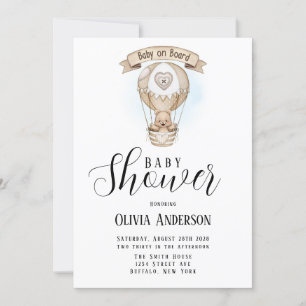 Convites Chá de fraldas do Urso de Teddy do Balão de Ar Que