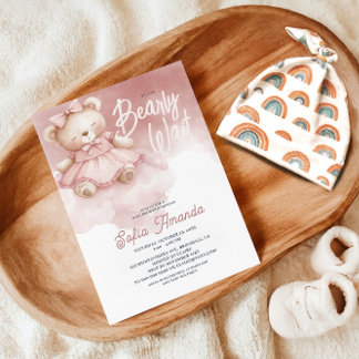 Convites Chá de fraldas do Urso de Teddy Pia de Espera Bril