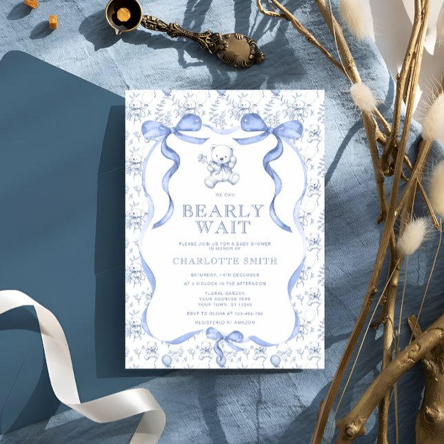 Convites Chá de fraldas do Urso de Teddy Toile (Criador carregado)