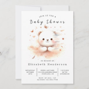 Convites Chá de fraldas do Urso Editável Boho