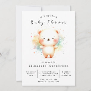Convites Chá de fraldas do Urso Impressor Boho