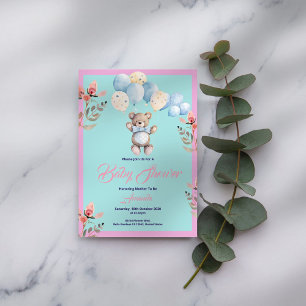 Convites Chá de fraldas do Urso Justo Minimalista