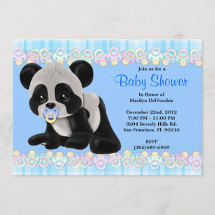 Convites Chá de fraldas doce BONITO do urso de panda do