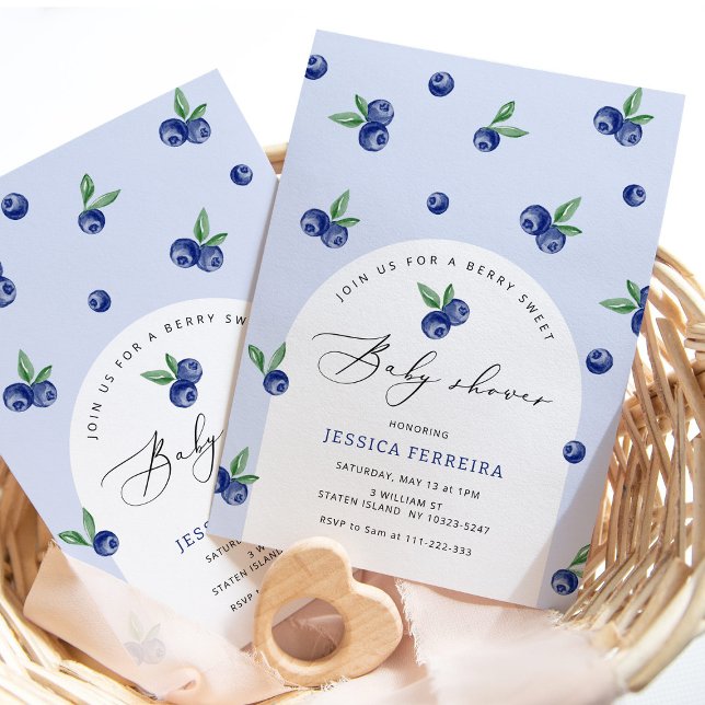 Convites Chá de fraldas doce de Berry de Blueberry (Criador carregado)