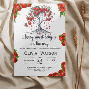 Convites Chá de fraldas doce de berry de morango