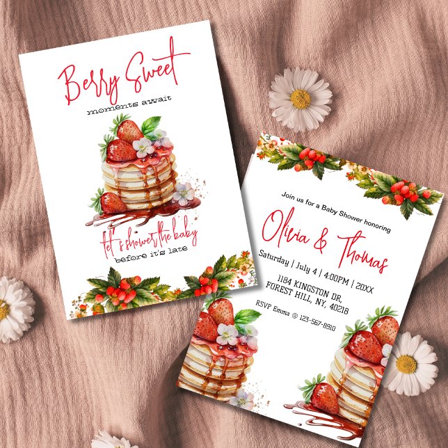 Convites Chá de fraldas doce de morango de morango (Criador carregado)