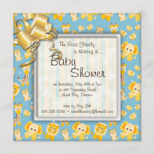 Convites Chá de fraldas dos animais selvagens do girafa do