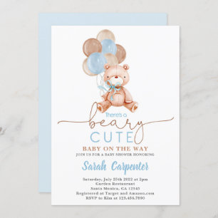 Convites Chá de fraldas dos Balões do Urso de Teddy