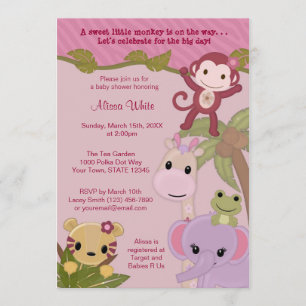 Convites Chá de fraldas dos Filhotes da Selva Doce