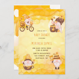 Convites Chá de fraldas dos Gnomos das Abelhas Honeycomb