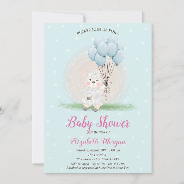 Convites Chá de fraldas dos pontos azuis da pequena lâmpada (Frente)