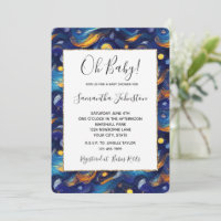 Chá de fraldas Dourado Azul do Céu Estrelado