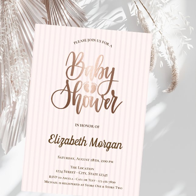 Convites Chá de fraldas Dourado com Rosa único (Criador carregado)