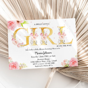 Convites Chá de fraldas Dourado da Garota do Monograma