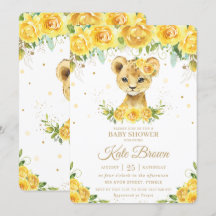 Chá de fraldas Dourado Floral Amarelo de Leão Doce
