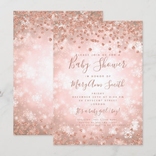 Convites Chá de fraldas Dourado Glitter Winter Wonderland