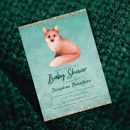 Convites Chá de fraldas Dourado Verde Woodcolor Woodland Fo