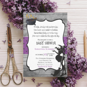 Convites Chá de fraldas Duplo de Bruxas Halloween