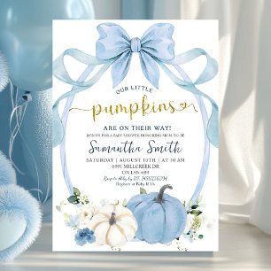 Convites Chá de fraldas Dusty Blue Coquette Pumpkin Twins