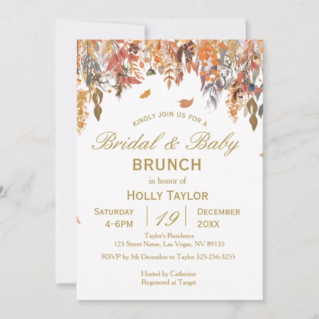 Convites Chá de fraldas e Chá de panela combinados do outon (Frente)