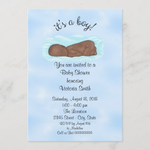 Convites Chá de fraldas é um bebé do menino étnico