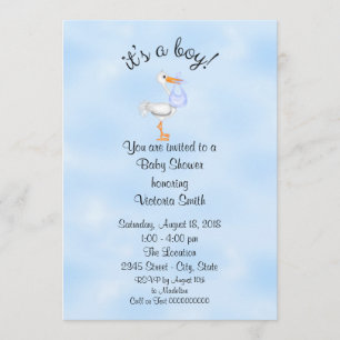 Convites Chá de fraldas é uma cegonha do bebé do menino