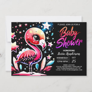 Convites Chá de fraldas Editável Chic Flamingo