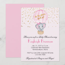 Convites Chá de fraldas Elefante De Bebê Balão De Ar Quente