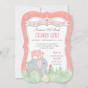 Convites Chá de fraldas Elefante de Garota Bonita com Colc