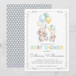 Convites Chá de fraldas Elefante Moderno Menino da Selva Mi