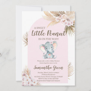 Convites Chá de fraldas Elefante Rosa