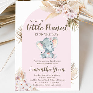 Convites Chá de fraldas Elefante Rosa