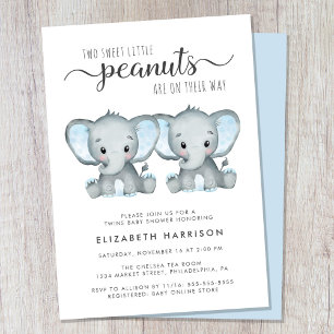 Convites Chá de fraldas Elefante Twin Boys
