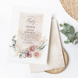 Convites Chá de fraldas Elegante Boho das Flores Terrestres