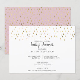 Convites Chá de fraldas Elegante, cor-de-rosa e Dourado, pa