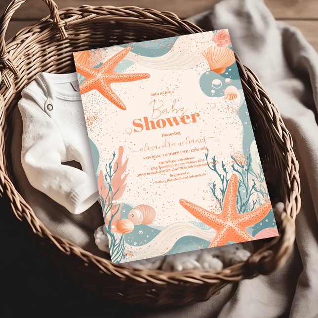 Convites Chá de fraldas Elegante de Areia (Criador carregado)