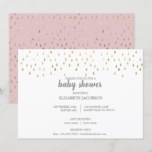 Convites Chá de fraldas Elegante de Liras de chuva rosa e