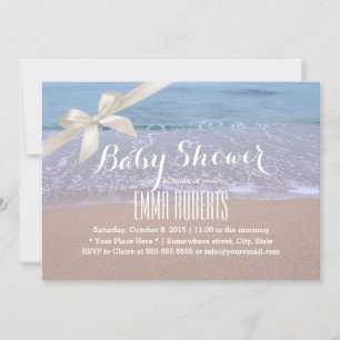 Convites Chá de fraldas Elegante de Praia com Faixa de Mar
