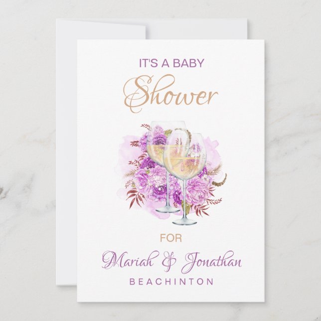 Convites *~* CHÁ DE FRALDAS Elegante de Queijo de Vinho (Frente)